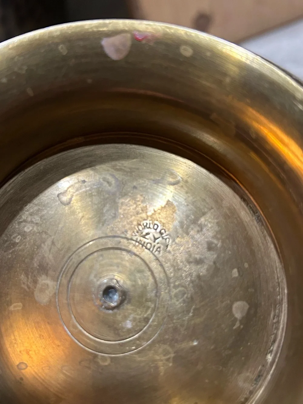 Vintage Brass pedestal Bowl with an Etched Floral Design